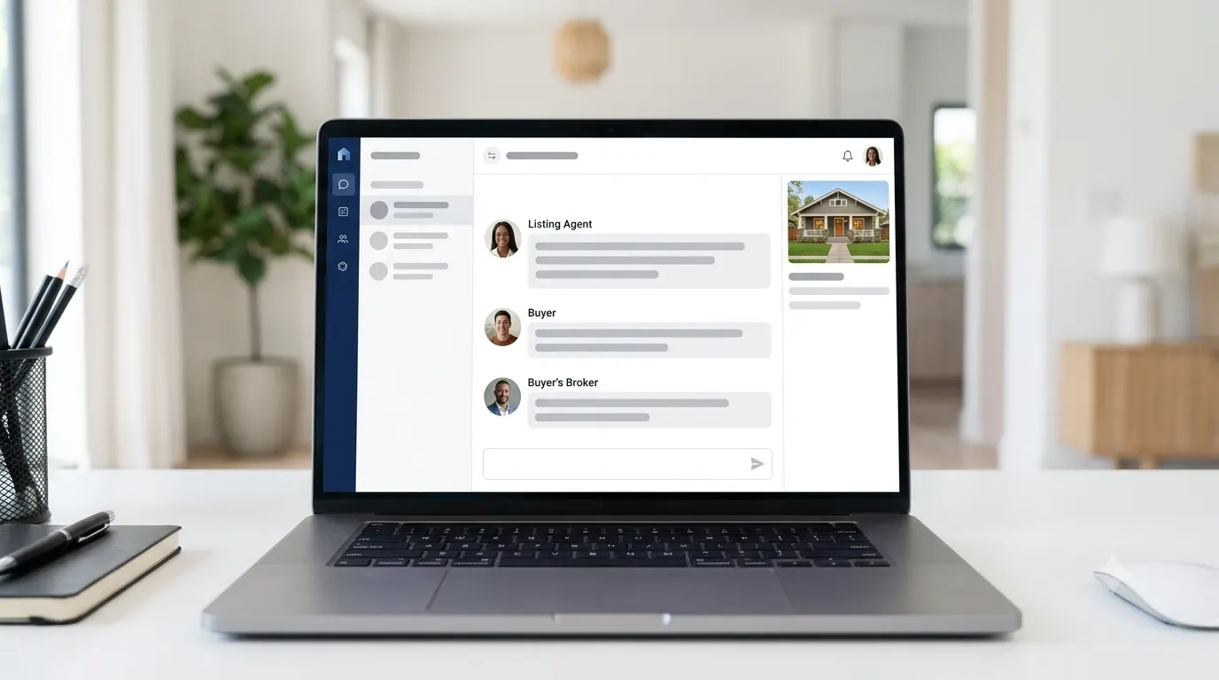 Property-scoped multi-party chat keeping all parties aligned to prevent a deal falling through