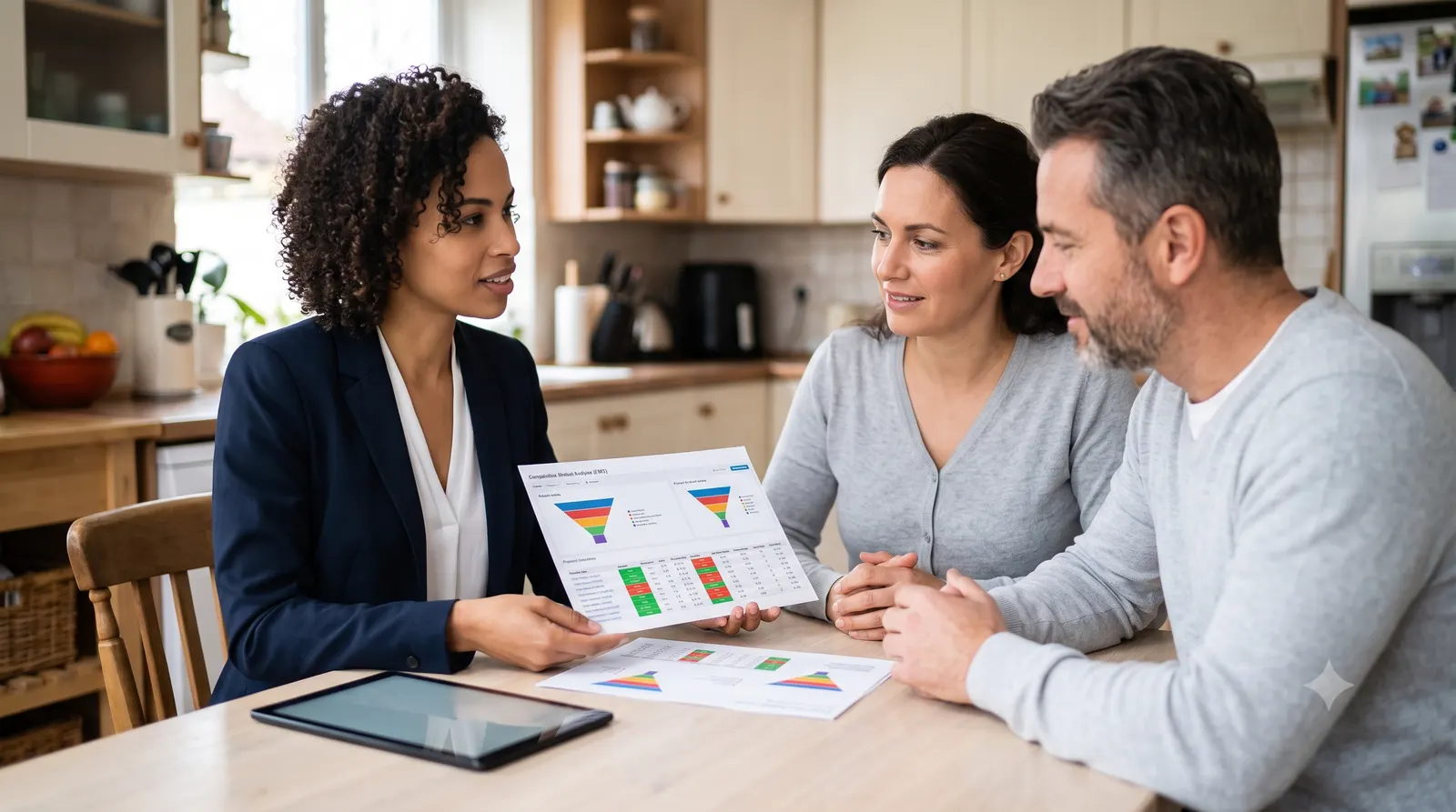 A listing agent presenting a CMA and pricing strategy to a seller