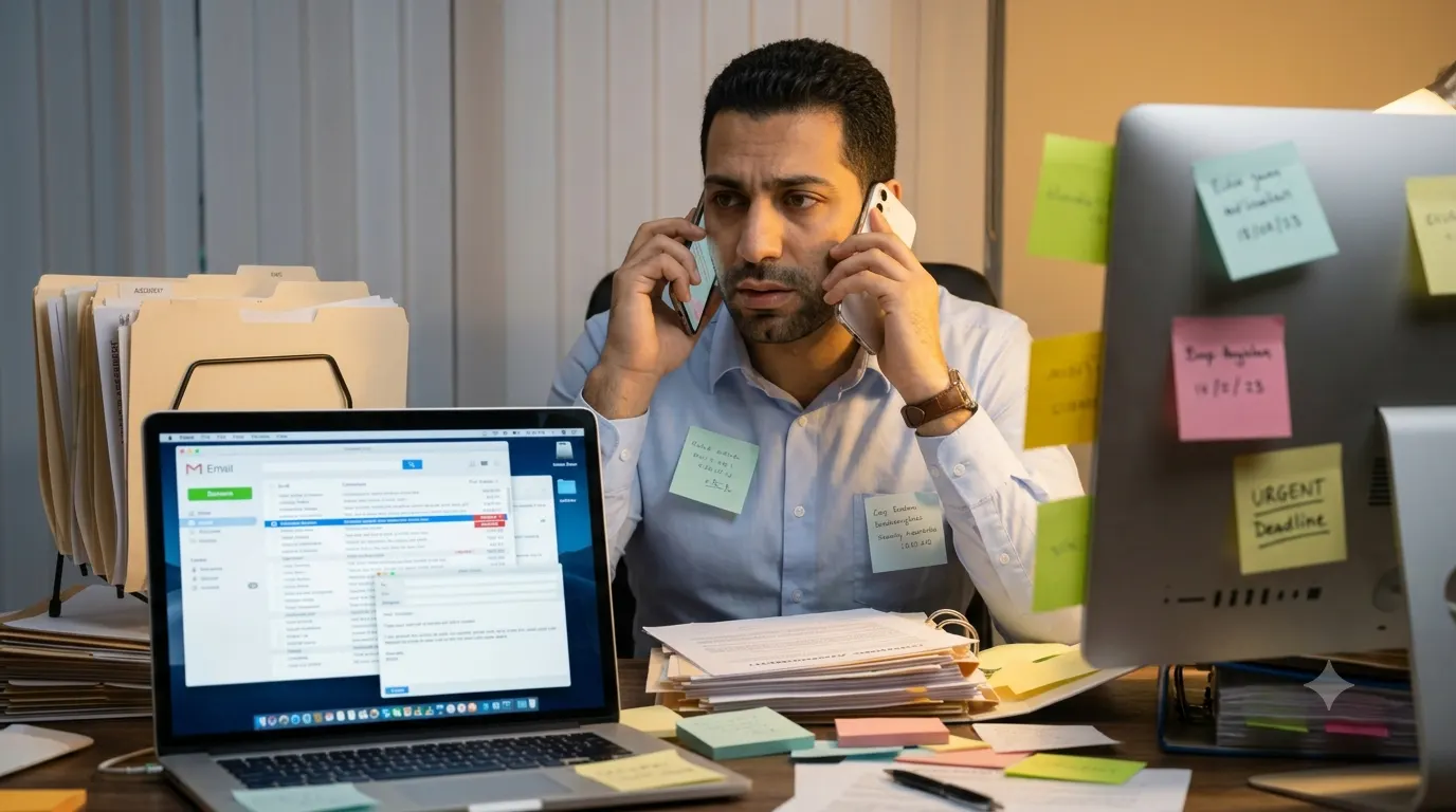 A listing agent overwhelmed juggling scattered emails, texts, and calls from every party in a transaction