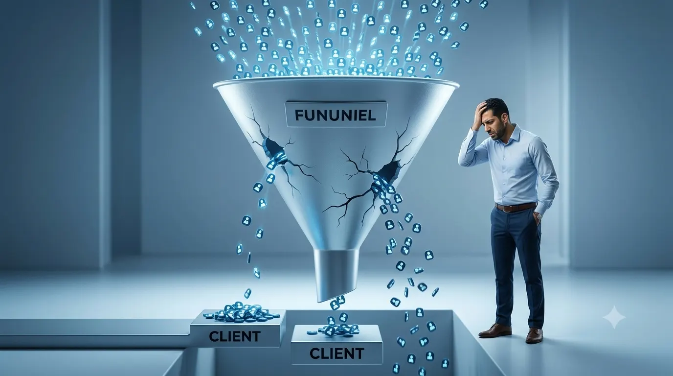 Real estate leads leaking between generation and conversion in a broken funnel