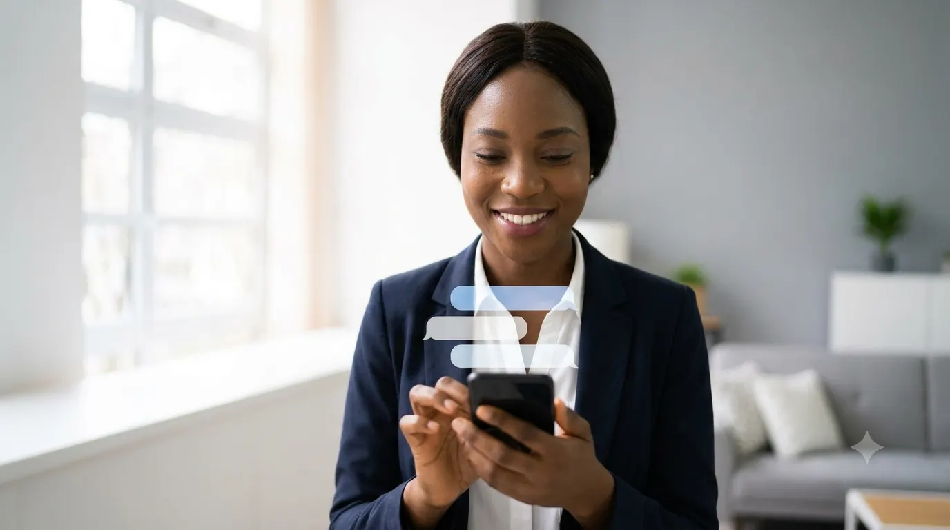 A real estate agent texting leads and clients with professional scripts