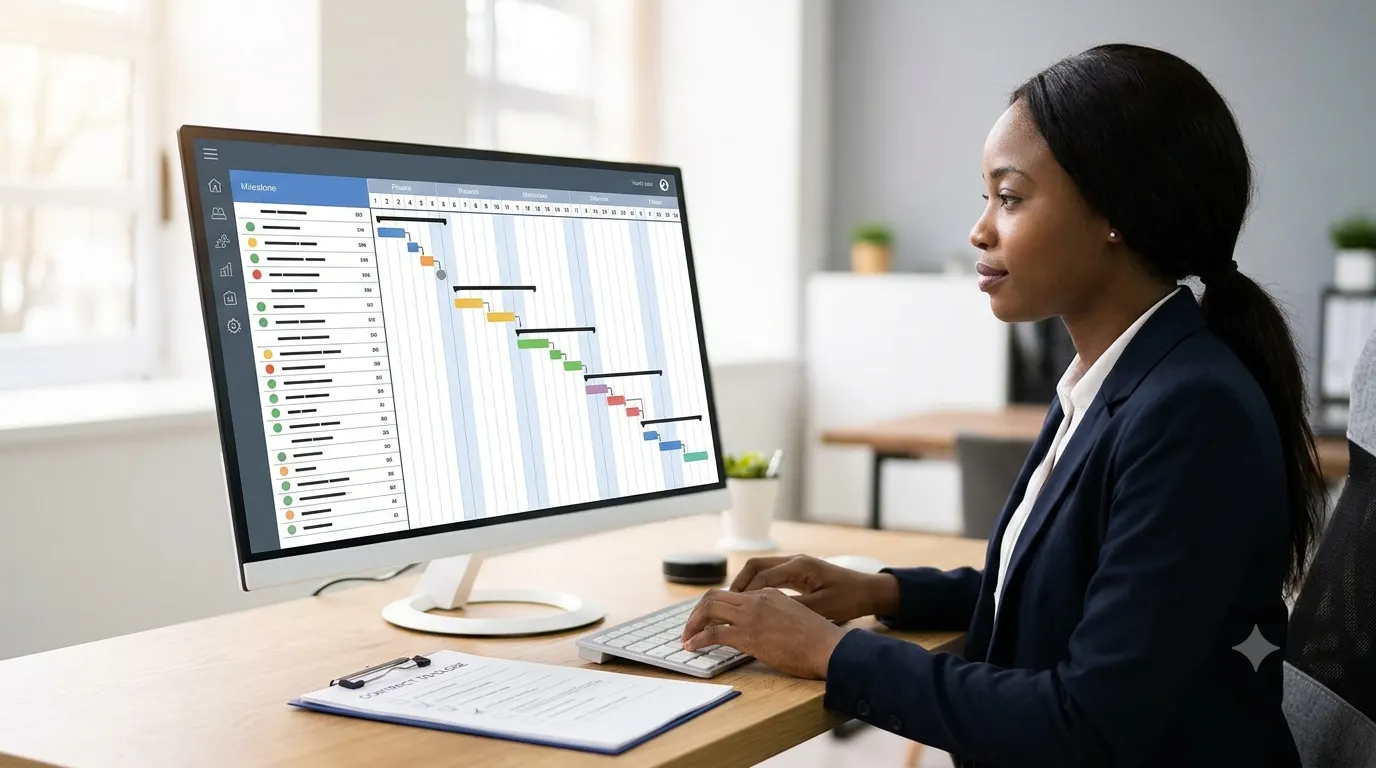 A listing agent coordinating a real estate transaction timeline from contract to close